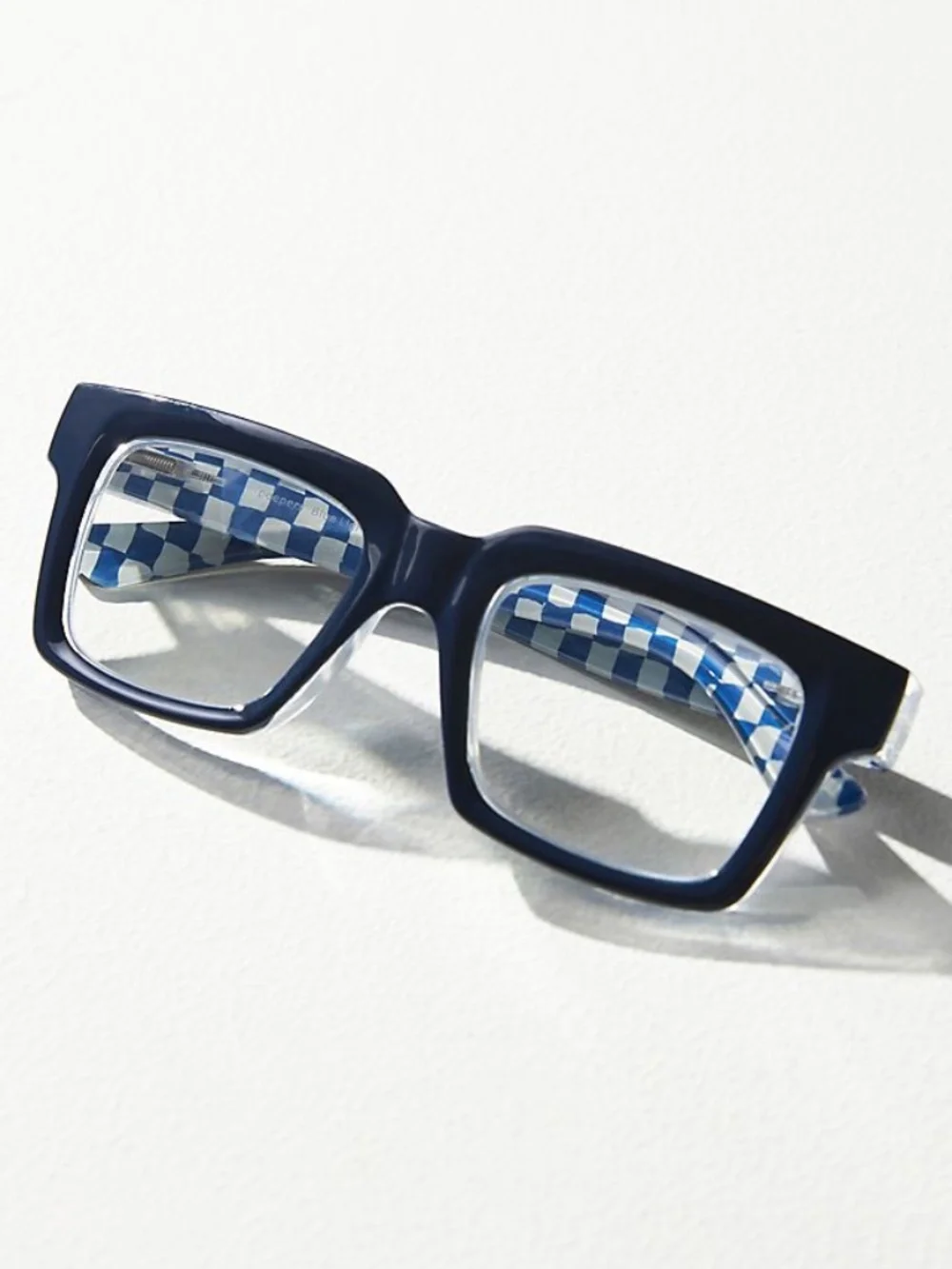 New Anthropologie Peepers Navy Check Blue Light Filtering Glasses‎